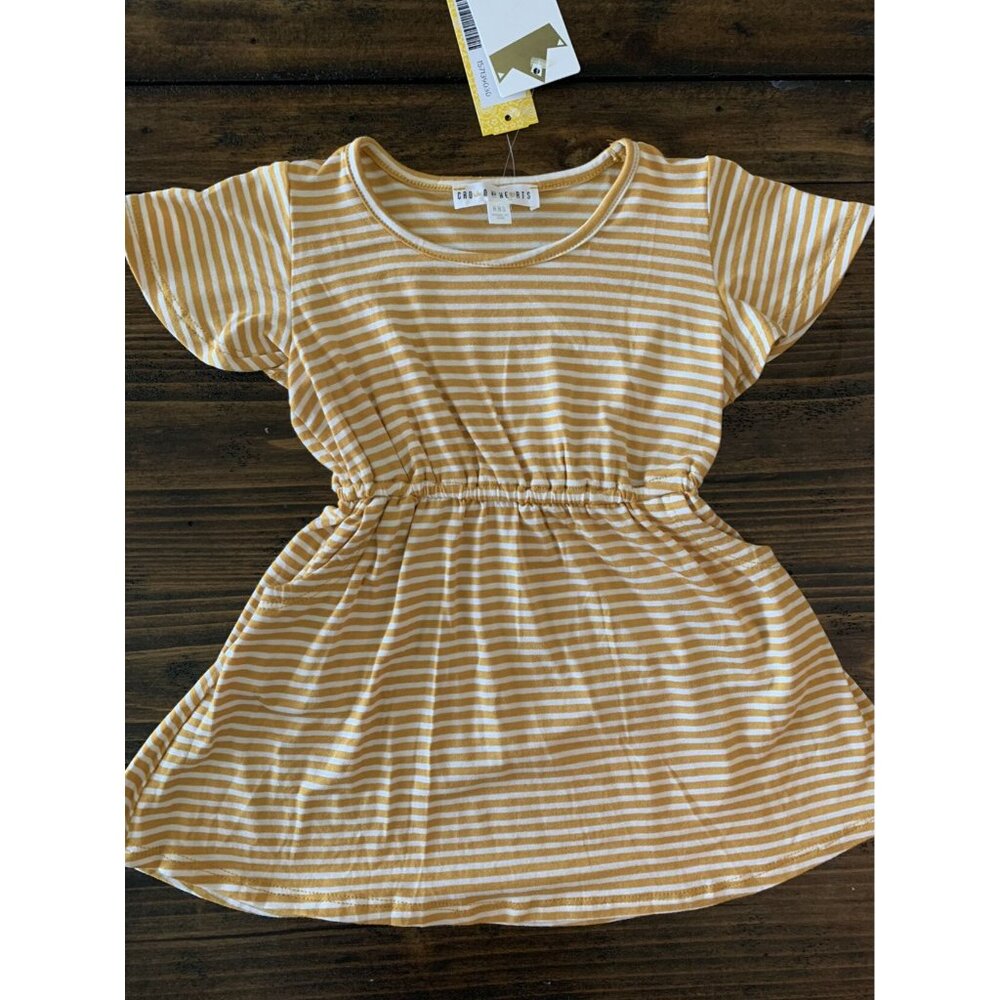 Crown of Hearts Skylar Pocket Yellow & White Striped Skater Dress Sz XXS (2/3) - Picture 1 of 5